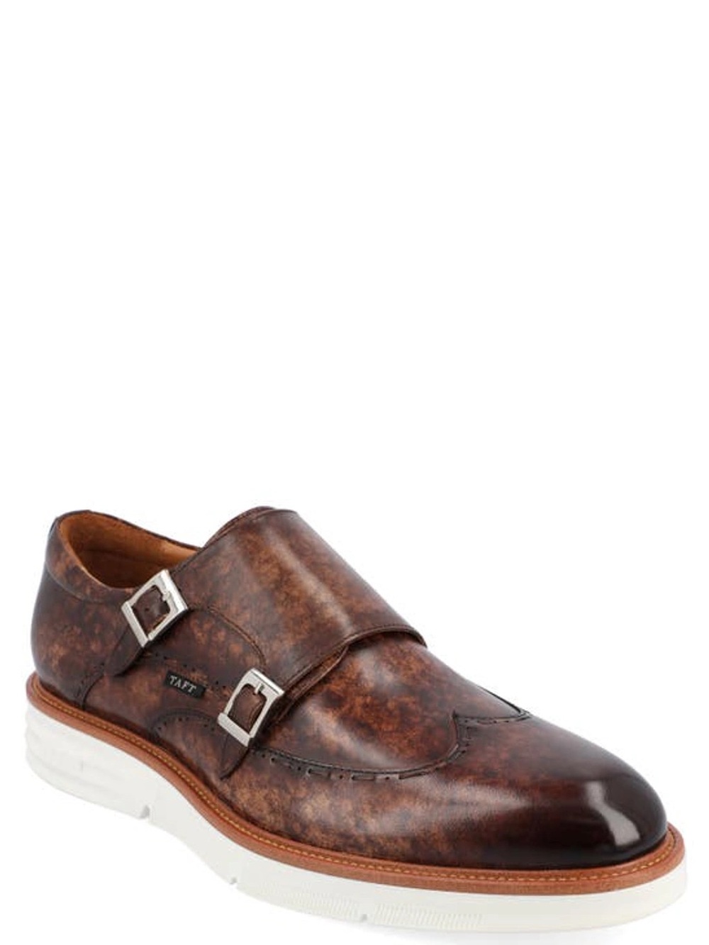 Taft Brown Patina Leather Double Monk Strap Shoe Size 10, Price $120